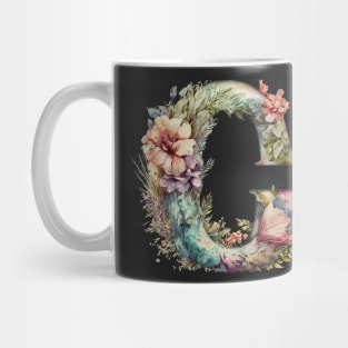 Floral Garden Watercolor Monogram Letter C Mug